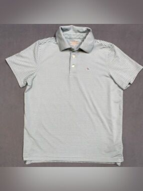 Vineyard Vines Sankaty Green and White Striped Kids Golf Polo Shirt